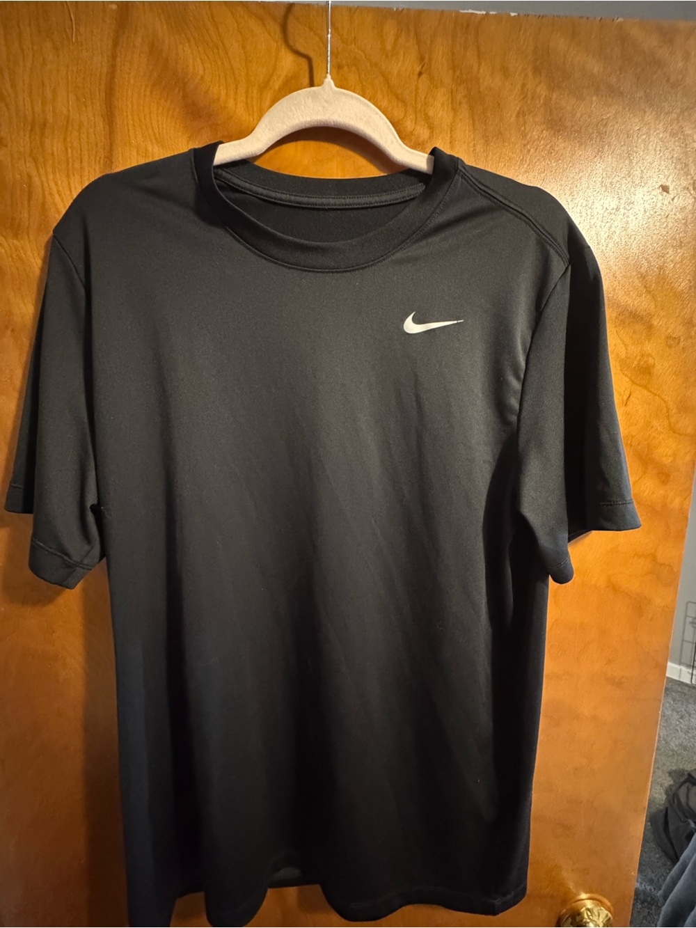 Nike Black Short-Sleeve Athletic Tee with White Swoosh